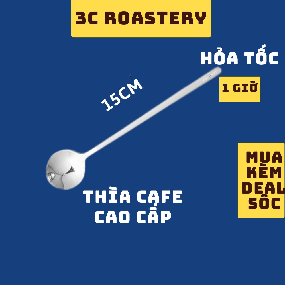 Thìa cà phê, Muỗng cafe độ dài 15cm miệng tròn màu Vàng Trắng Đồng, thìa inox 304 cao cấp phủ bóng pha trà, uống cà phê