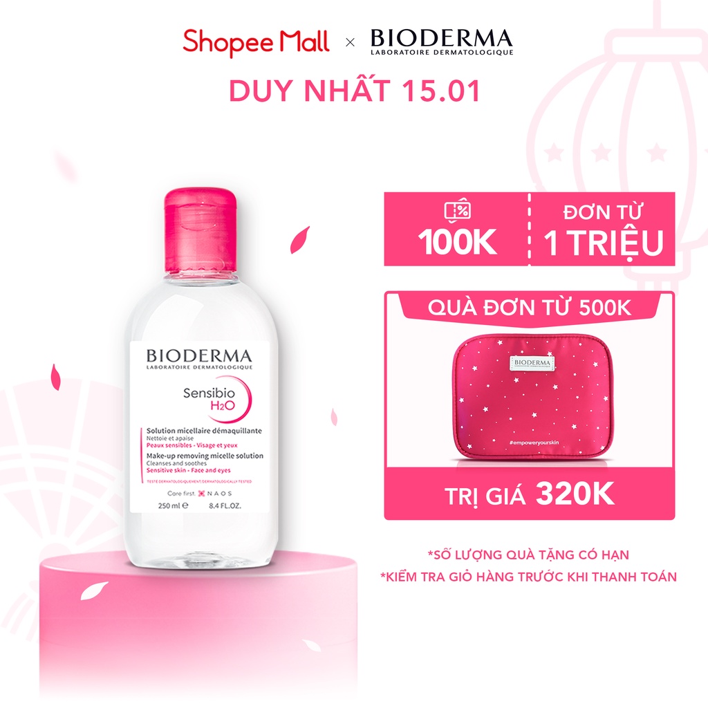 Dung dịch làm sạch và tẩy trang công nghệ Micellar Bioderma Sensibio H2O 250ml