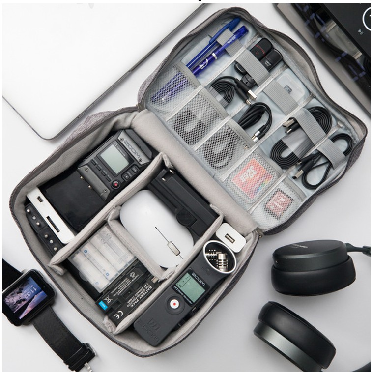 Túi Đựng Dây Cáp Sạc USB Đa Năng Chống Thấm Nước Có Khóa Kéo Tiện Dụng Mang Theo Du Lịch