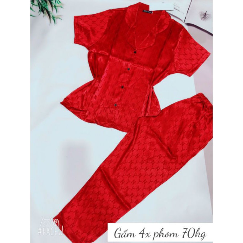 pijama lụa gấm tay ngắn quần cộc