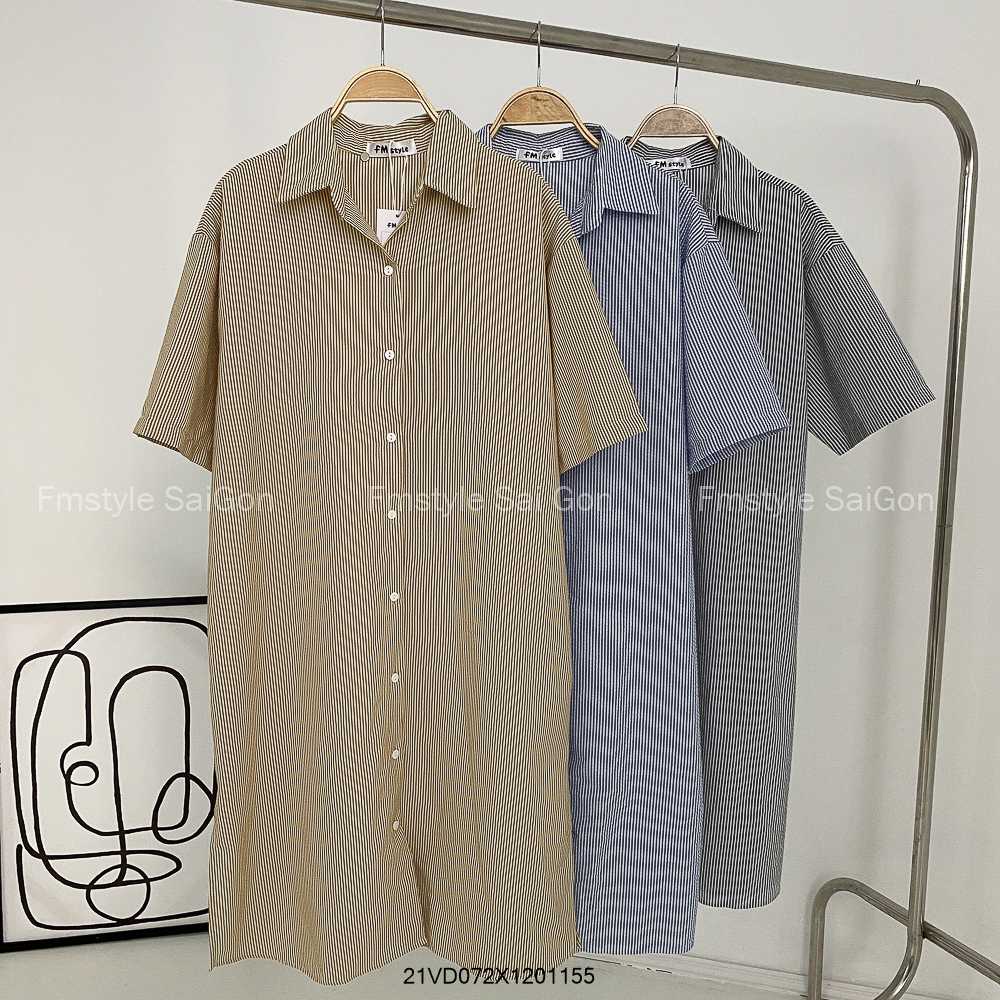 Đầm sơ mi tay ngắn xẻ lai kẻ ullzang thời trang nữ VM STYLE 5150 - 22SU05N161201 | BigBuy360 - bigbuy360.vn