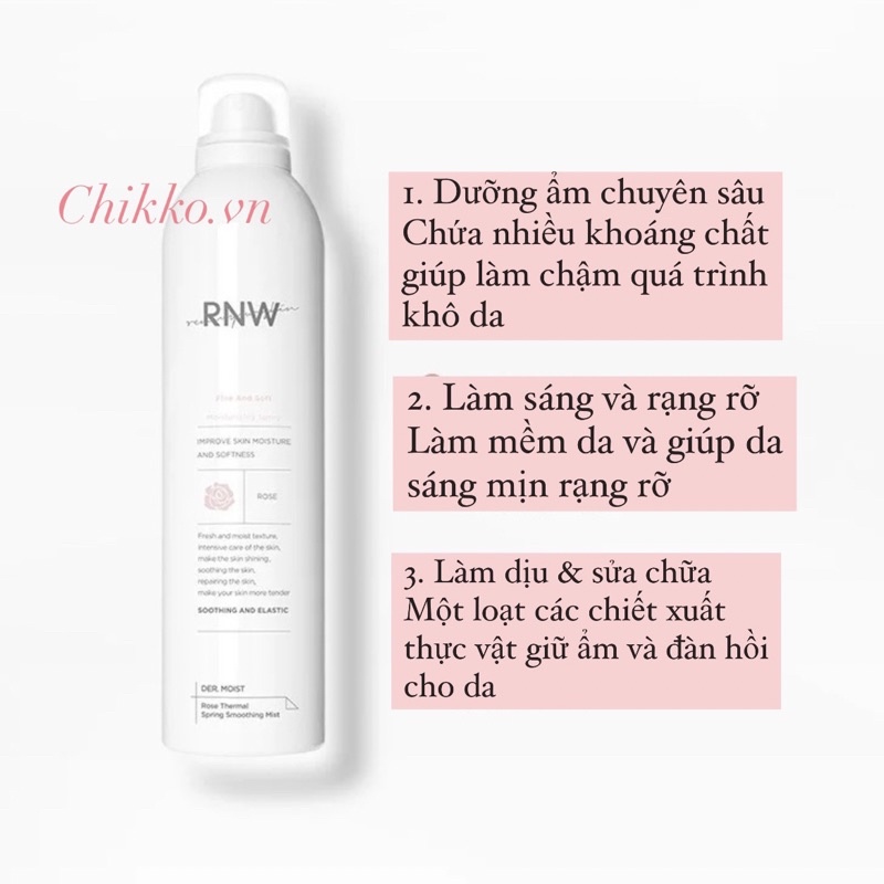 Xịt khoáng dưỡng ẩm làm dịu da tức thì RNW chứa Niacinamide làm sáng da rạng rỡ