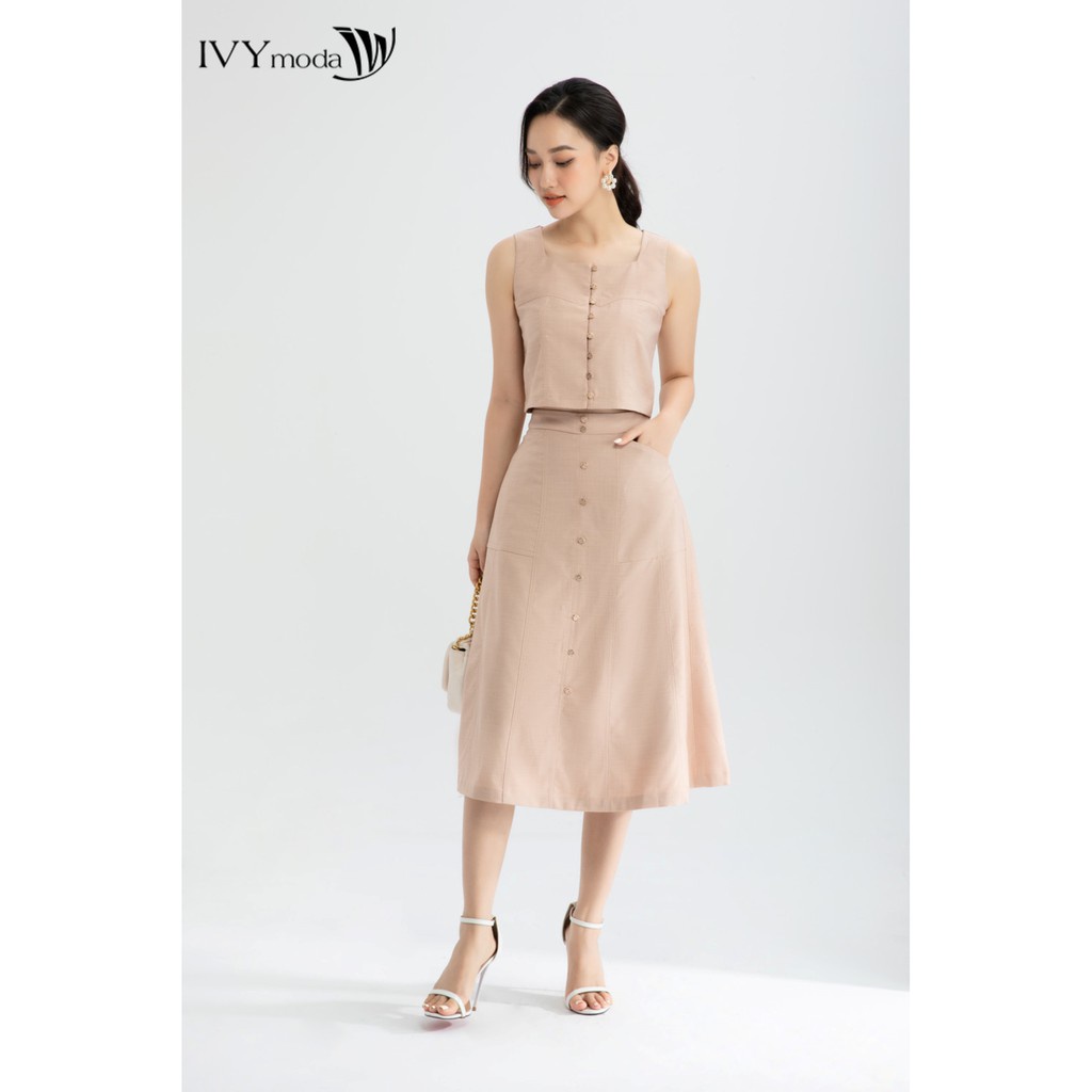 [NHẬP WABRTL5 GIẢM 10% TỐI ĐA 50K ĐH 250K ]Áo croptop nữ cổ vuông IVY moda MS 15B8628