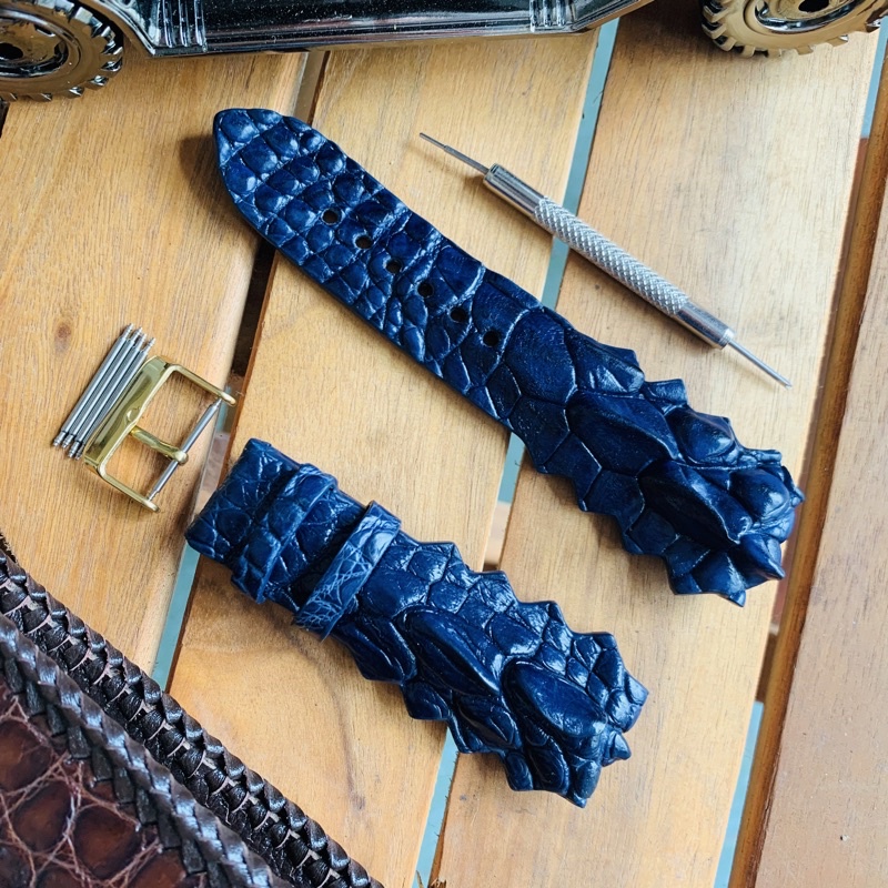 Dây đồng hồ vẩy gai đuôi cá sấu  da cá sấu thật 100%