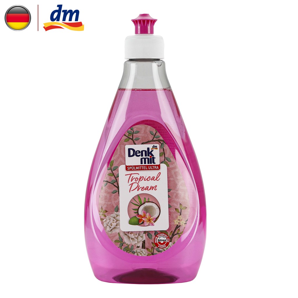 Nước rửa chén bát hương hoa tự nhiên Denkmit ultra Tropical Dream 500ml nhập khẩu từ Đức