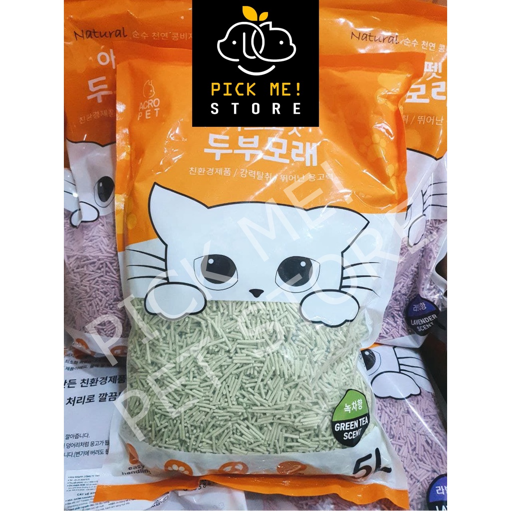 Cát Đậu Nành Vệ Sinh Cho Mèo - Acropet 5L Nhập Khẩu Hàn Quốc | Có thể xả bồn cầu |Tofu