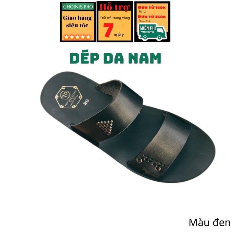 Dép da nam hai quai ngang độc đáo CHOINIS Đế siêu nhẹ bền