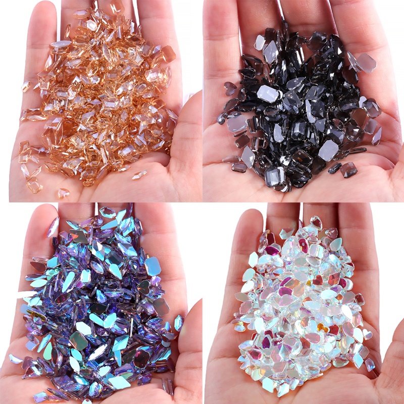 Crystal Nail Art AB Rhinestones Nail Gems Iridescent Clear Glass Fancy -Shape Flat Back Shiny Nail Jewels for Nails Art