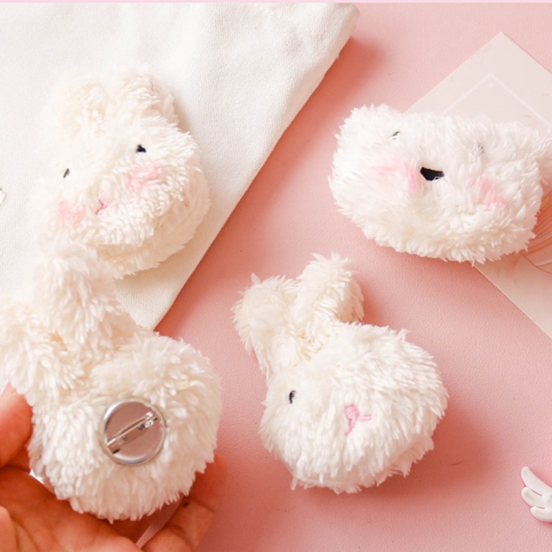 Huy Hiệu Cài Áo, Balo Bằng Bông Hình Gấu Trắng, Thỏ Trắng Phong Cách Ulzzang Hàn Quốc Siêu Xinh