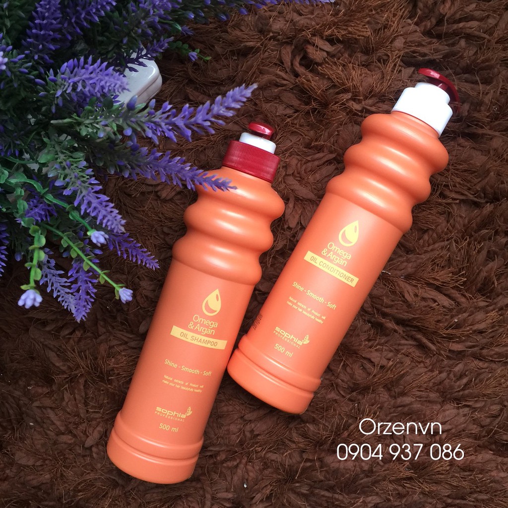 Cặp dầu gội thơm Omega và Argan dưỡng tóc Sophia 500ml