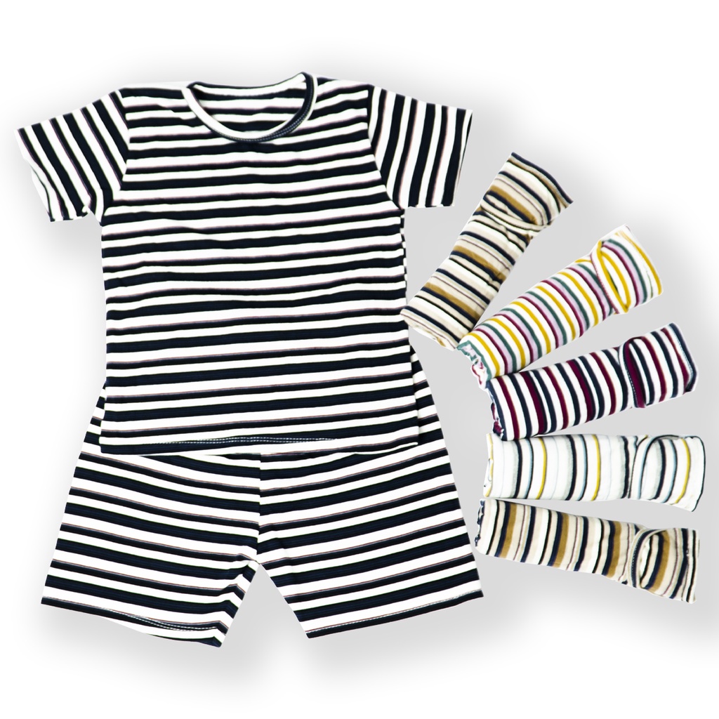 Combo 5 đồ bộ trẻ em MIMYKID sọc ngang tay ngắn, thun dày mịn mát co giãn và thấm hút tốt, set đồ cho bé từ 4-16kg