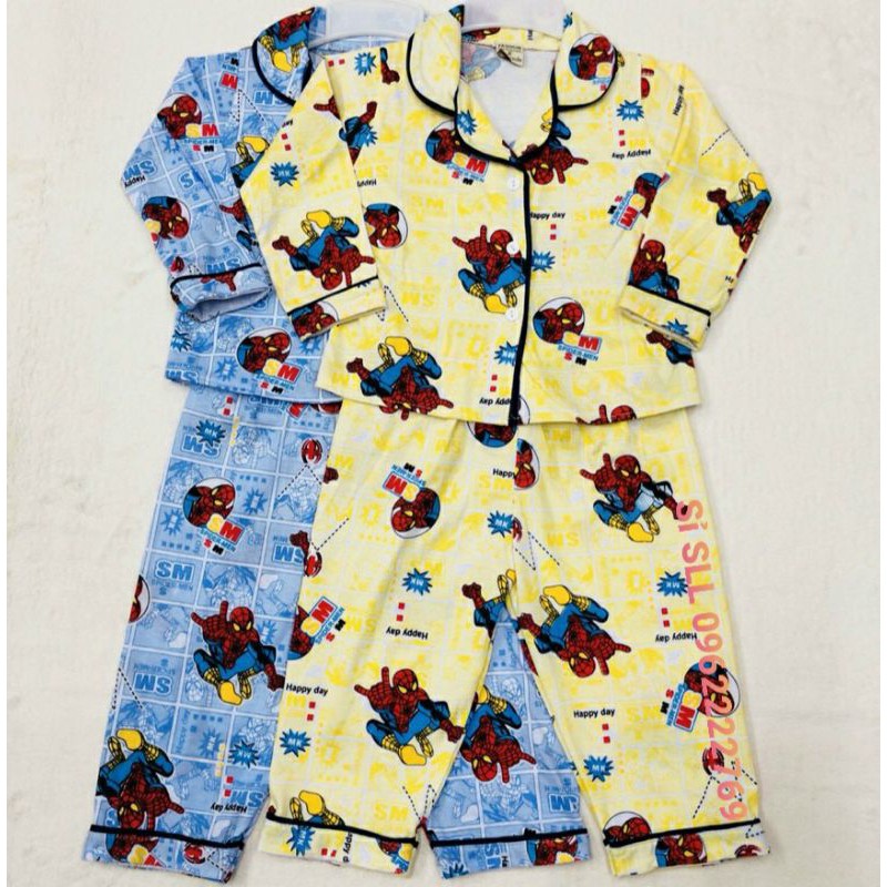 7-28kg Set Bộ Pijama Dài Cho Bé Trai Họa Tiết Người Nhện