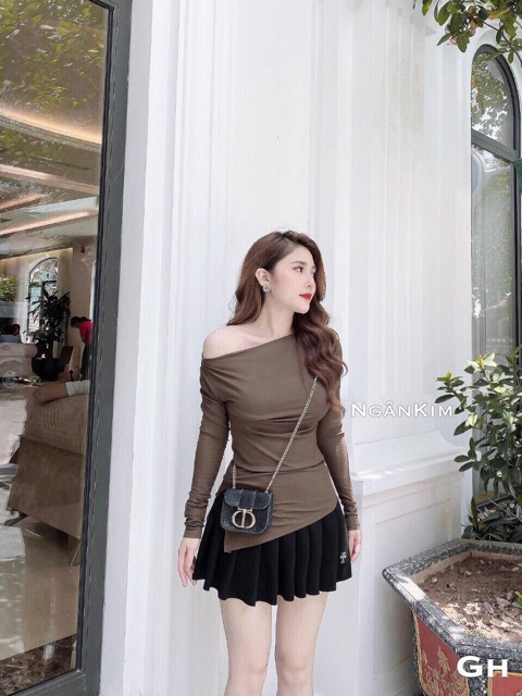 [Mã WA1599 giảm 15% đơn 99k] ÁO THUN DÀI TAY NỮ LỆCH VAI SÀNH ĐIỆU A93 | BigBuy360 - bigbuy360.vn