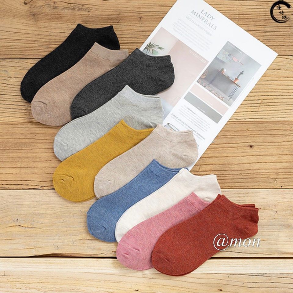 191001 Tất ulzzang cổ thấp - tất len tiêu dày dặn mềm mịn cho nữ phong cách hàn quốc nhiều màu