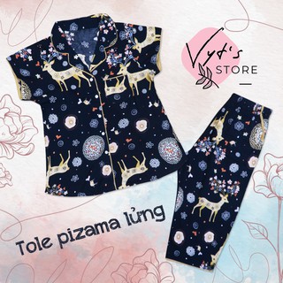 Đồ bộ nữ tole lanh pizama quần lửng_01