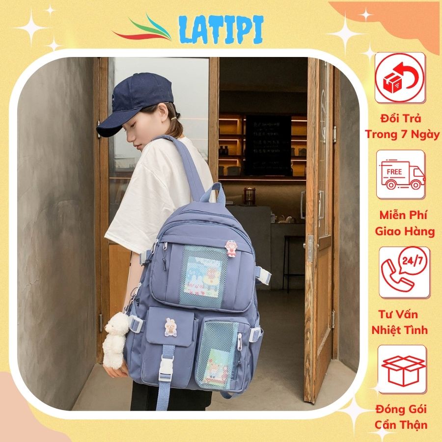 Balo Thời Trang Nữ Đi Học Chống Nước Nhiều Ngăn Cute Hàn Quốc BL14