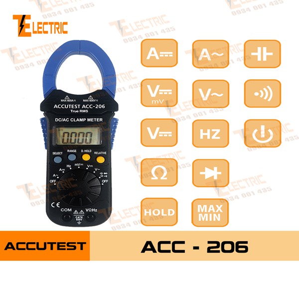 ACC - 206 Ampe Kìm Đo Điện Đo Tần Số Đo Tụ ĐIện Đo Dòng Điện AC/DC 600A ACC 206