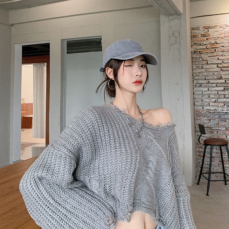 Áo len dệt kim IELGY dáng rộng thời trang trẻ trung cho nữ