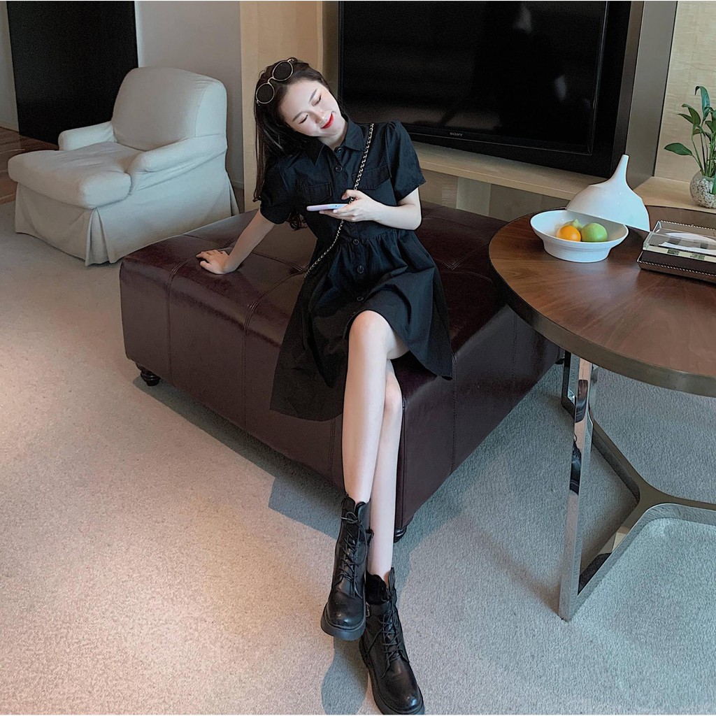 Váy Dài Tay QĐ ⚡️ẢNH THẬT⚡️ Váy Đầm Cotton Dài Tay, Dáng Xòe | BigBuy360 - bigbuy360.vn