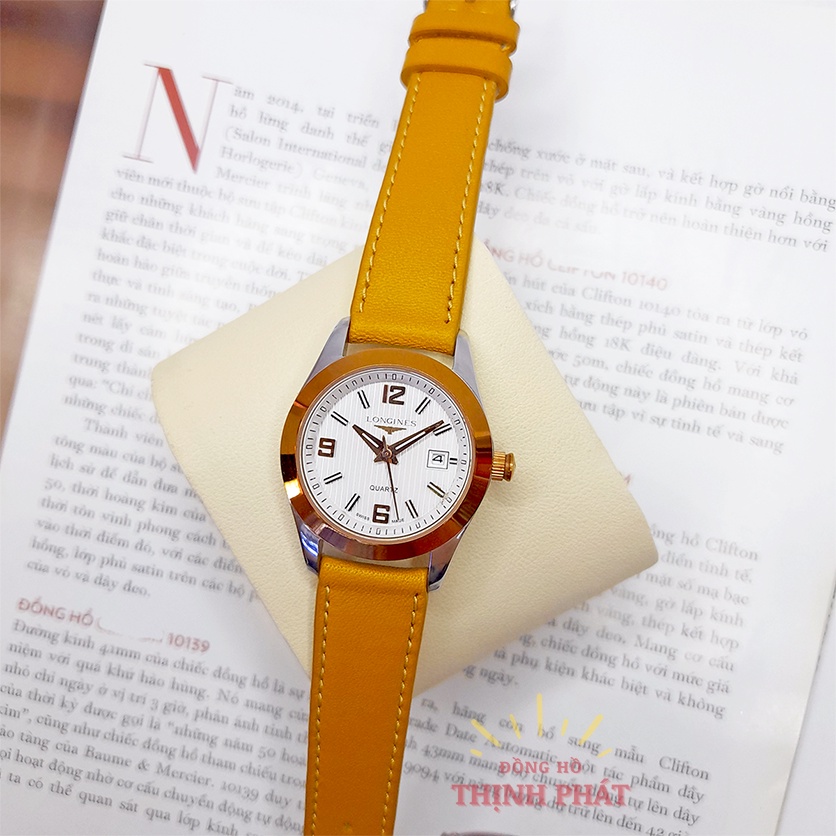 Đồng Hồ Nữ Thời Trang Dây Da - Pin  Kính Sapphire Chống Nước