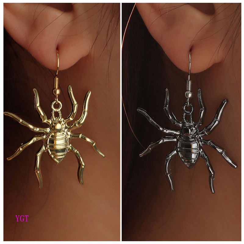 Ygt Khuyên Tai Hình Nhện Đen Phong Cách Goth Aesthet Punk Cho Nữ