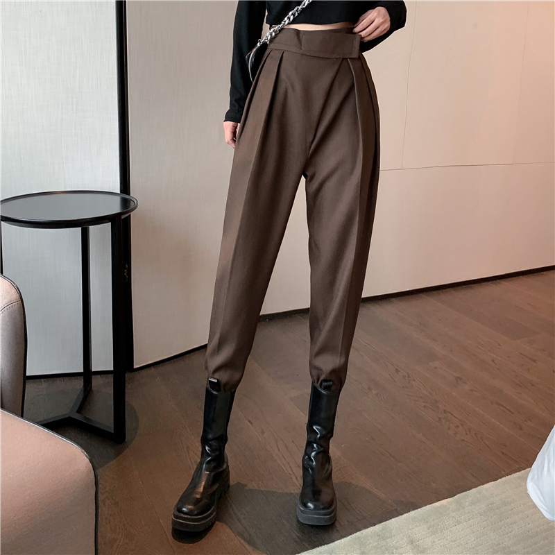 IELGY Quần Dài Nữ Lưng Cao Ống Rộng Thời Trang Xinh Xắn