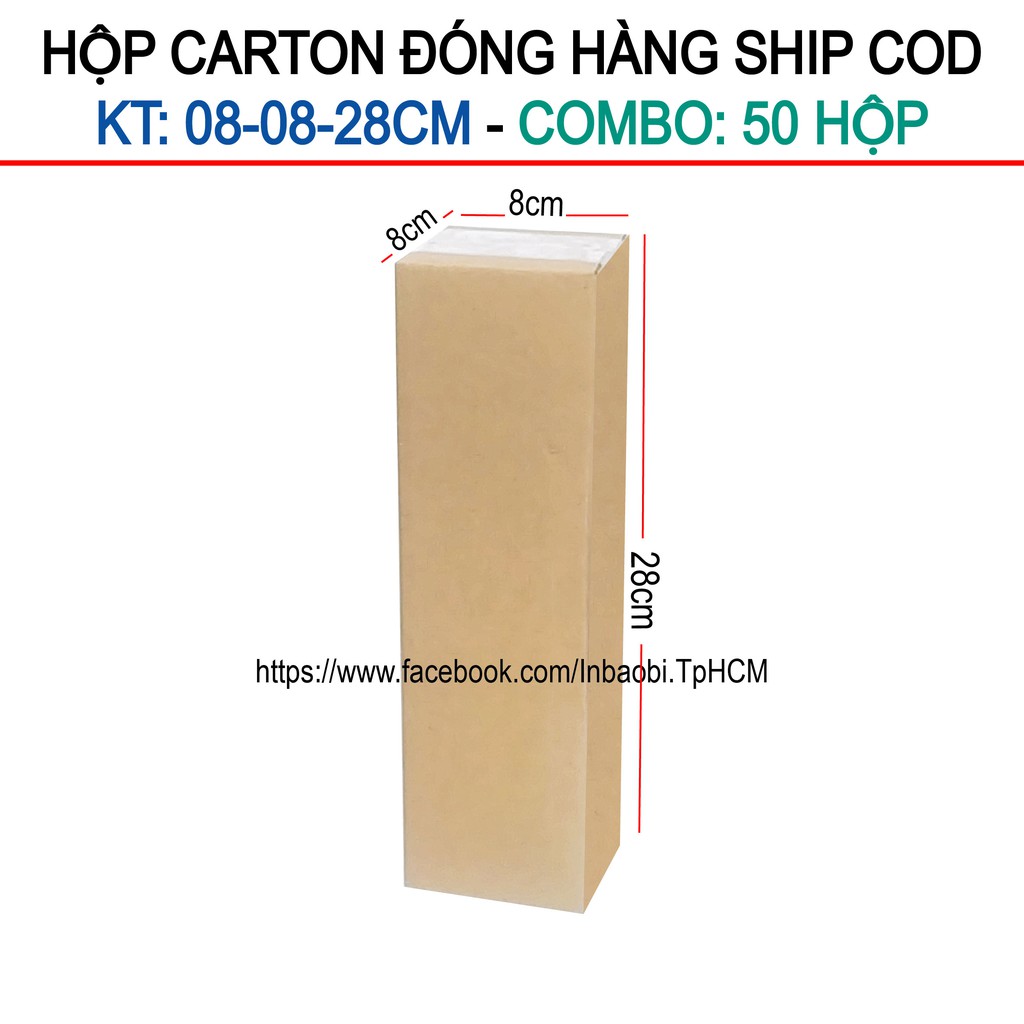 50 Hộp 8x8x28 cm, Hộp giấy Carton 3 lớp đóng hàng chuẩn Ship COD (Green &amp; Blue Box, Thùng giấy - Hộp giấy giá rẻ)