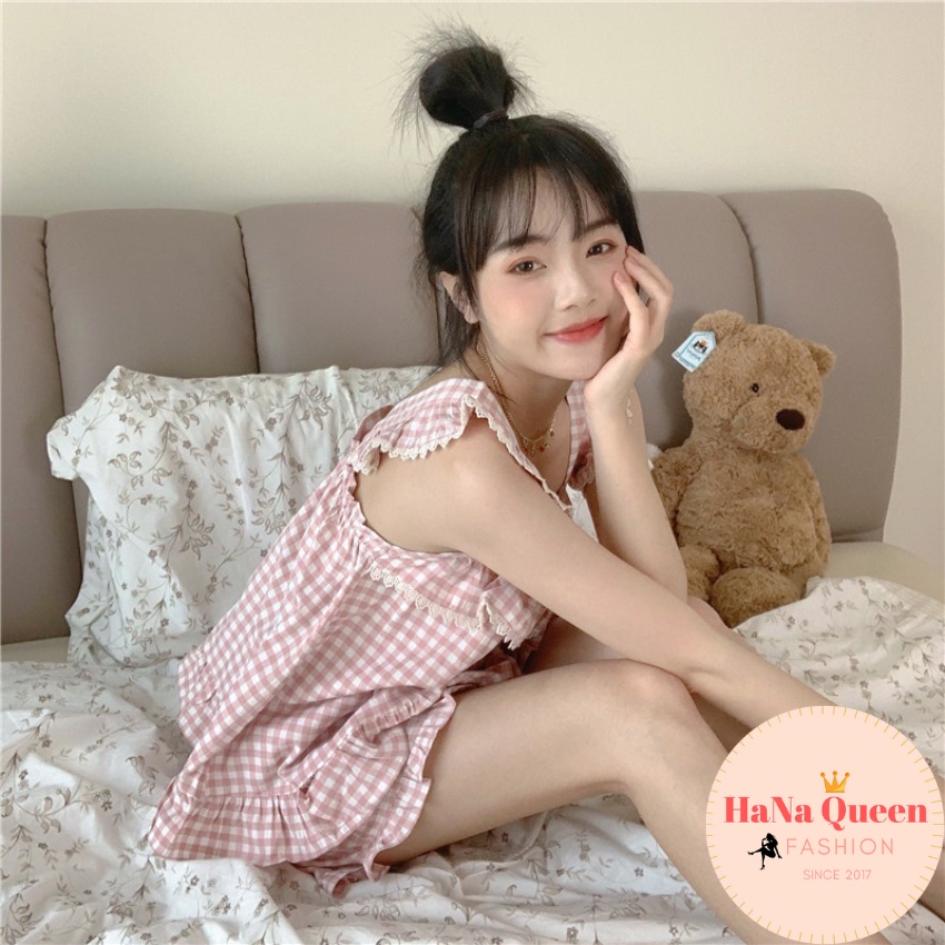 Bộ đồ cánh tiên hoạ tiết kẻ hồng baby cực xinh (hàng có sẵn)
