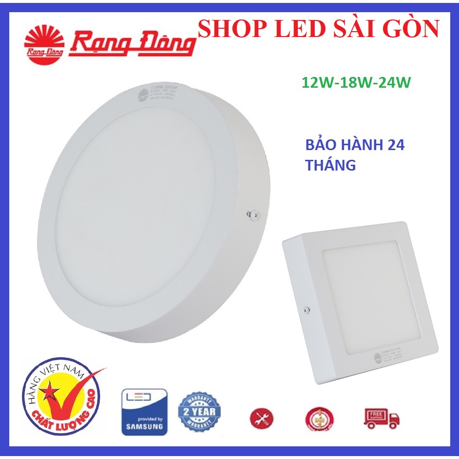 Đèn LED ốp nổi trần tròn Rạng Đông 12W, 18W, 24W BẢO HÀNH 2 NĂM ĐỔI MỚI