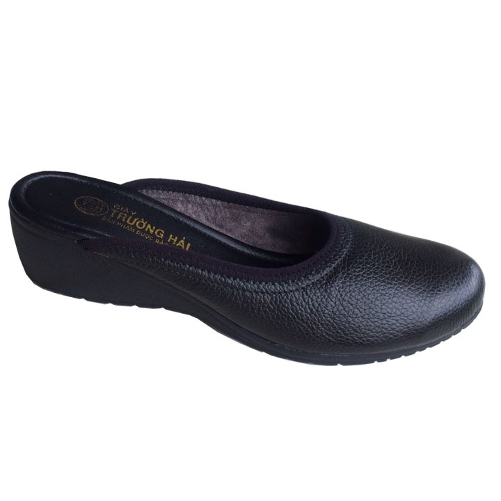 Sục nữ đế xuồng 3cm da bò thật đế cao su