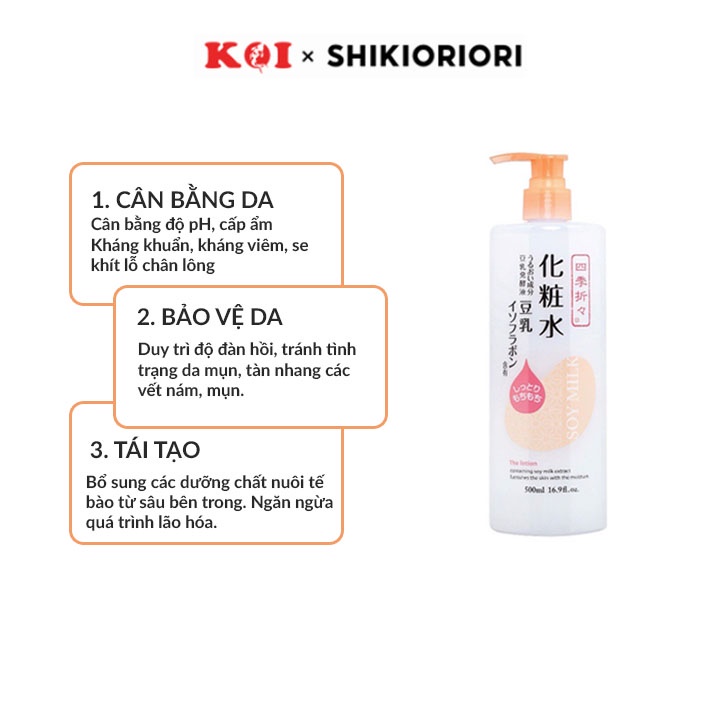 Nước hoa hồng dưỡng da tinh chất đậu nành Shikioriori Soy Milk Lotion 500ml