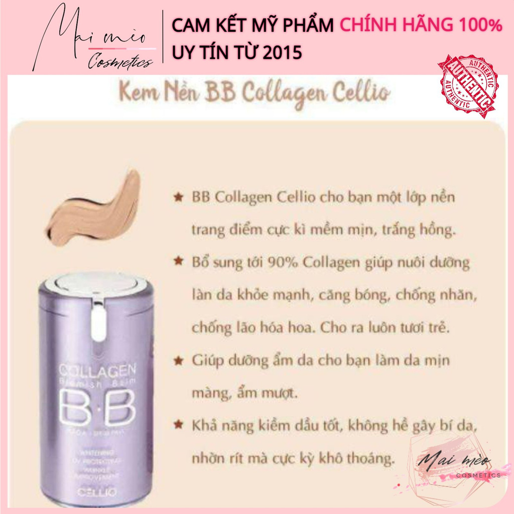 Kem nền Cellio Collagen Blemish Balm B.B SPF 40 PA+++