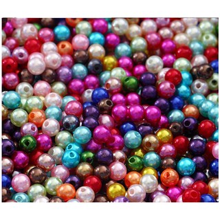 Hạt cườm ngọc, hạt bẹt nhựa 6mm đủ màu có lỗ xỏ