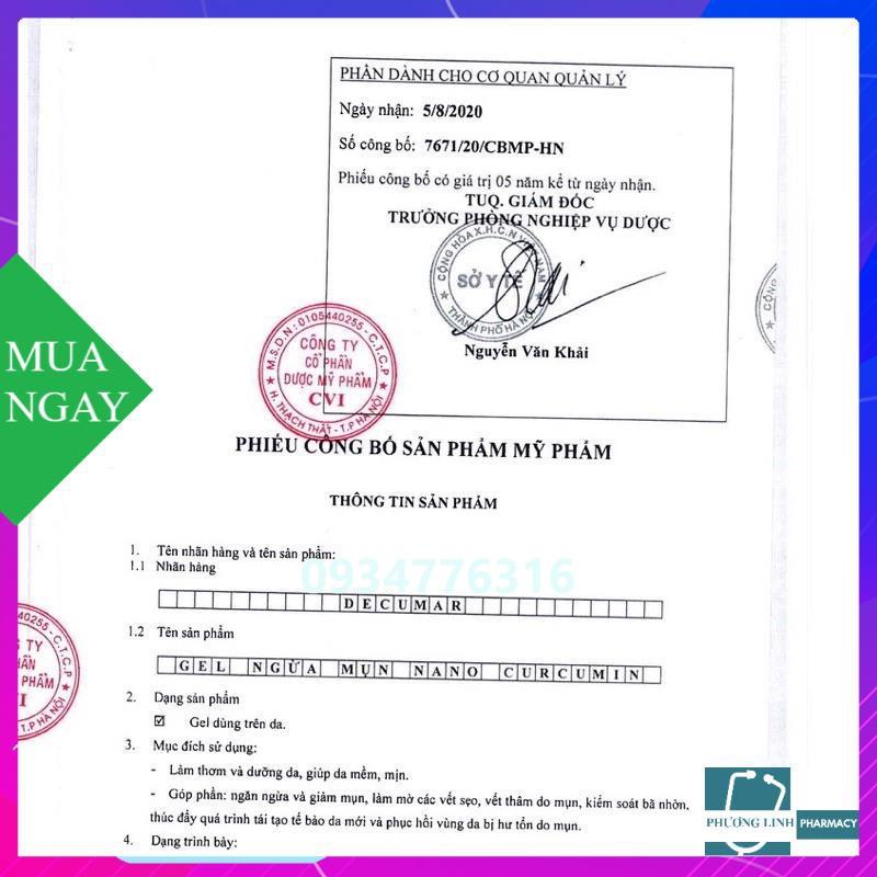 Gel ngừa mụn DECUMAR 20 g