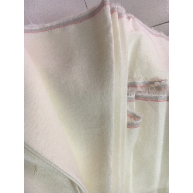 Vải linen trắng kem vải ngoại khổ vải 140cm x 1m dài