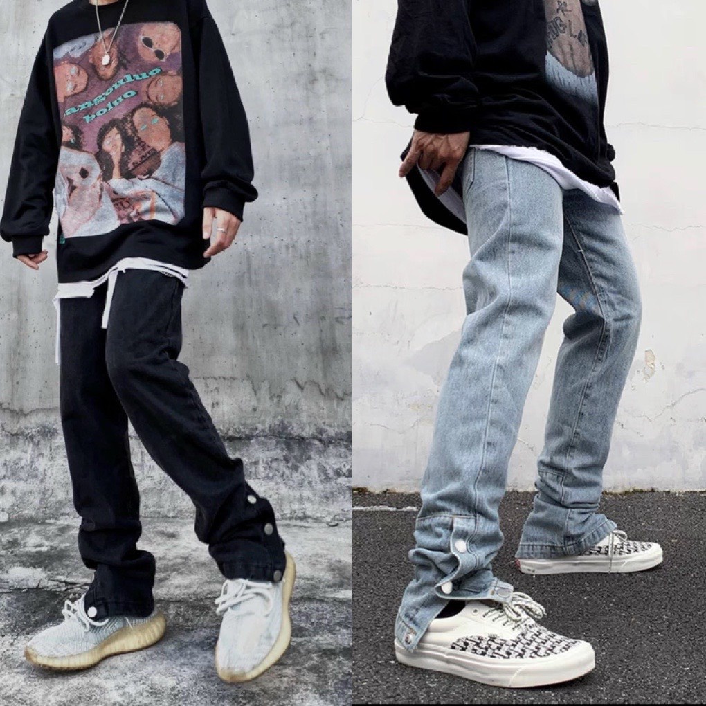 Quần jean baggy nam nữ FOG sixth quần jeans ống suông màu xanh unisex Kun Shop