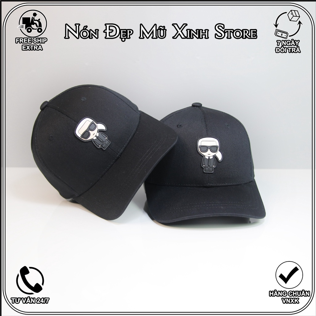 NÓN LƯỠI TRAI KARL LAGERFIELD màu đen chất vải cotton nhập Hàn Quốc, logo cao su nổi 3D,