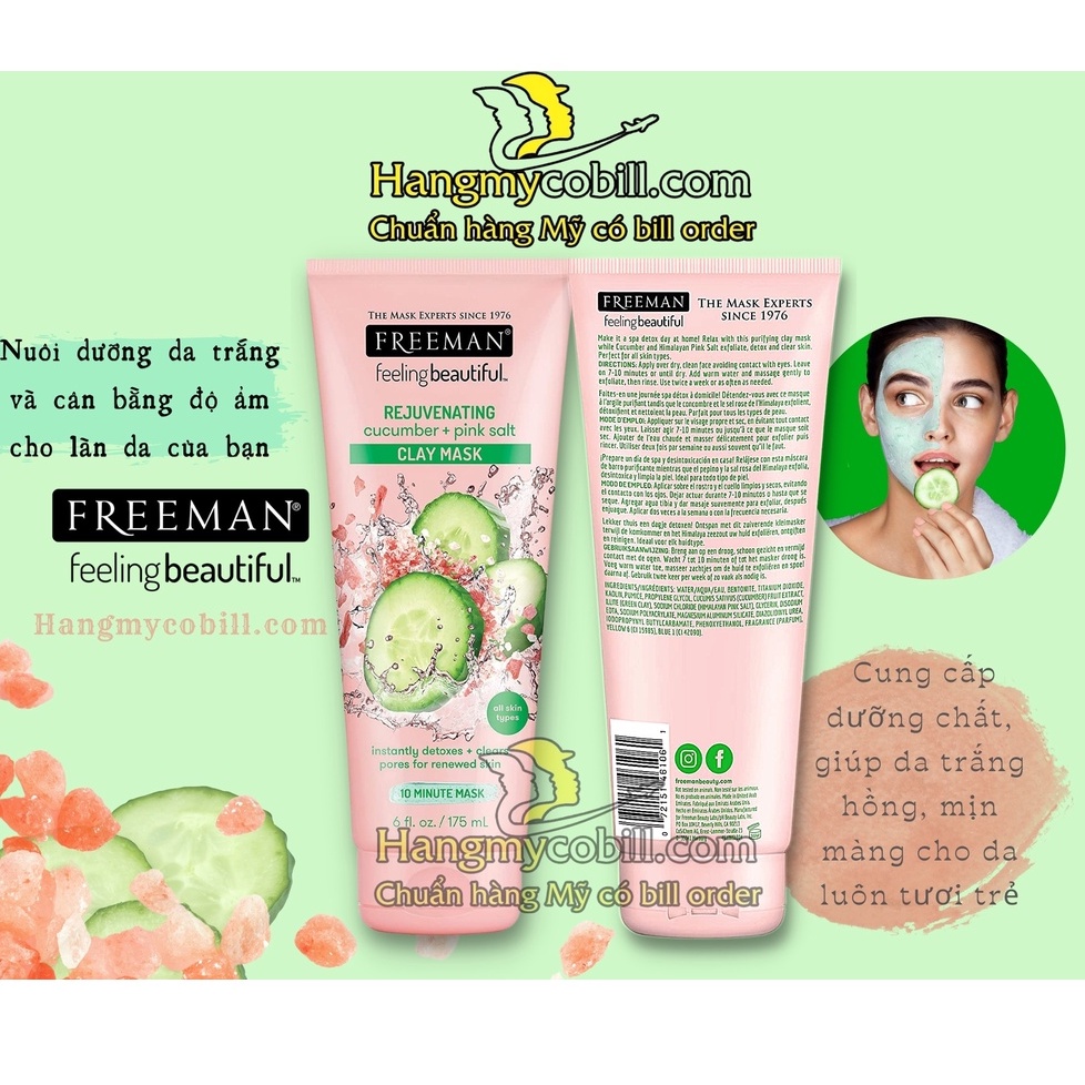 Mặt nạ freeman dưa leo + muối hồng - trẻ hoá làn da