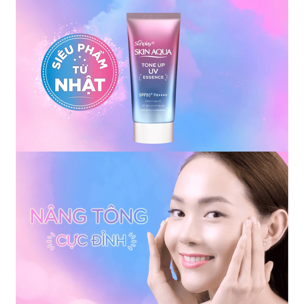 Kem chống nắng Sunplay Skin Aqua Màu Hồng Tone Up UV Essence SPF50+ PA++++ 80g