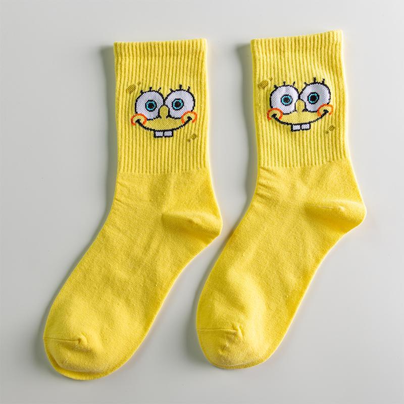 Vớ cotton in hình hoạt hình SpongeBob phong cách Harukuju thời trang