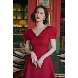EDINI - D1217 Đầm cổ tim cách điệu