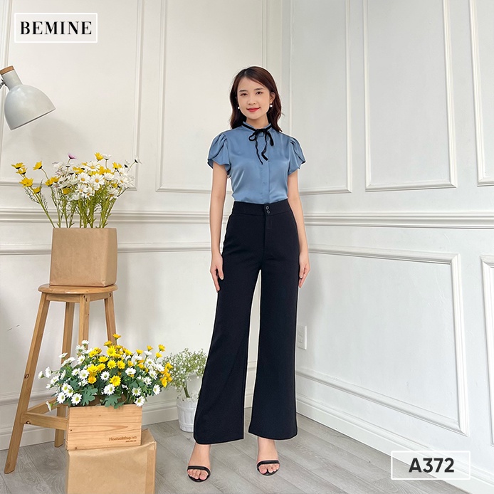 Áo sơ mi tay xếp ly có nơ cổ BEMINE A372XANH