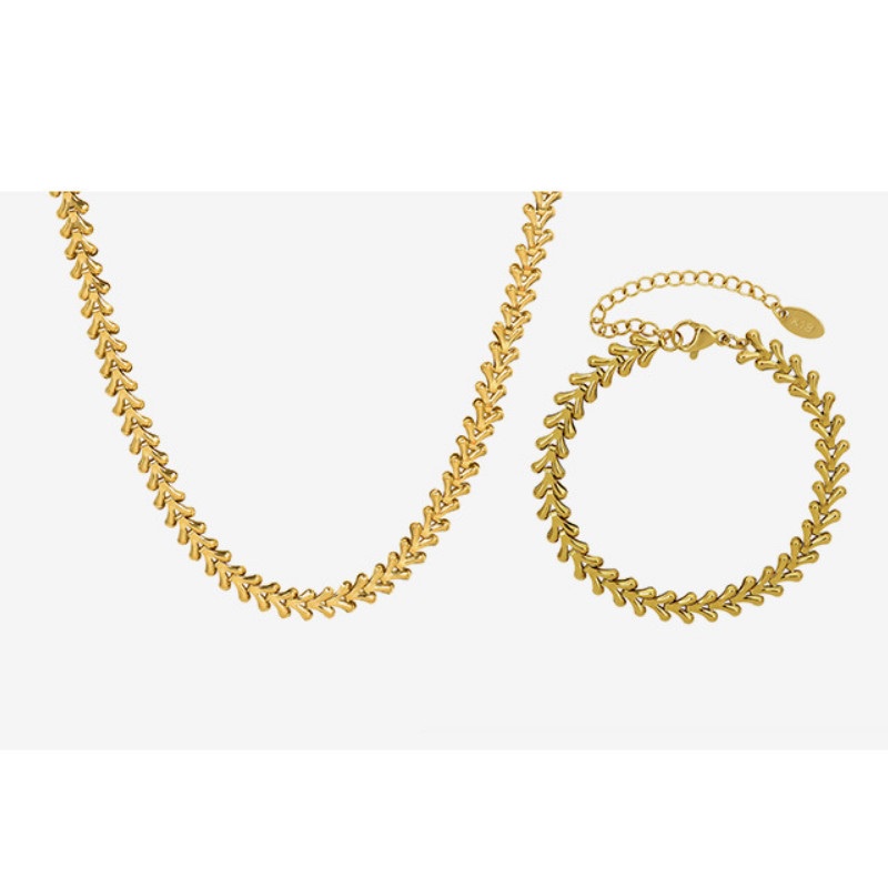 Dây Chuyền Hoặc Lắc Tay Hình Lá Titan Ko Han Rỉ TT 3950