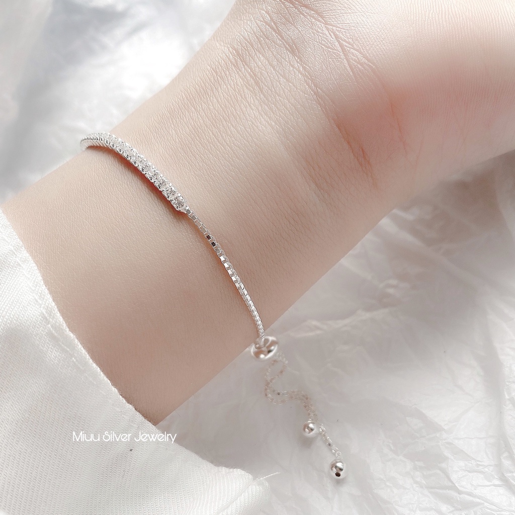 Vòng tay bạc Miuu Silver, lắc tay bạc xinh xắn, lấp lánh, thiết kế dây rút điều chỉnh size Katarine