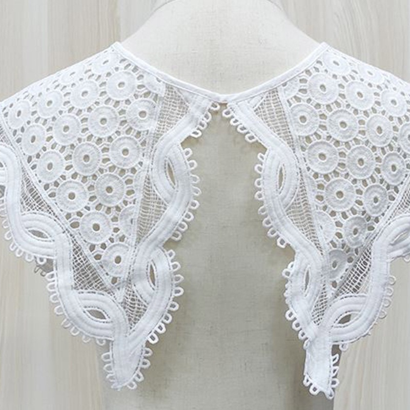 Khăn Choàng Cổ Giả Ren Thêu Họa Tiết Tròn Rỗng Có Thể Tháo Rời Cho Nữ