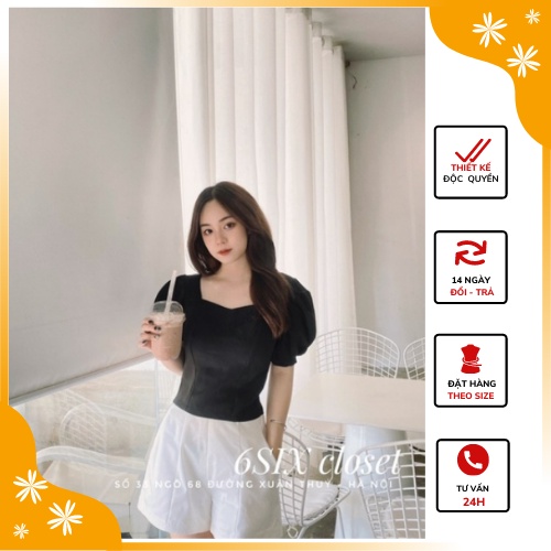 Áo kiểu nữ đẹp tay phồng hàn quốc dáng croptop