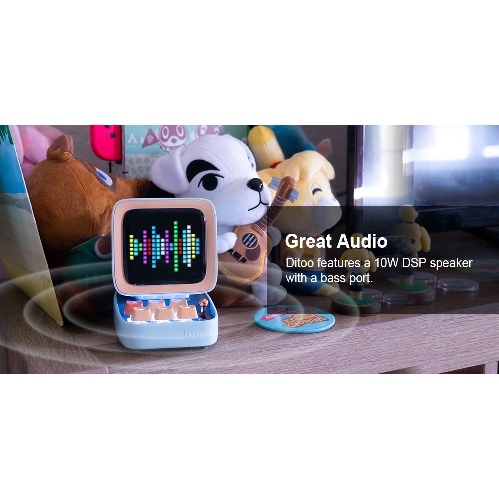 Divoom Ditoo-Plus Retro Pixel Art Loa Bluetooth di động Đồng hồ báo thức Bảng hiển thị LED