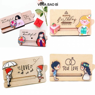 Thiệp gỗ 3D có 2 lớp kéo chuyển động chi tiết độc đáo - VUABAOBI, thiệp sinh nhật, tặng bạn gái, bạn trai