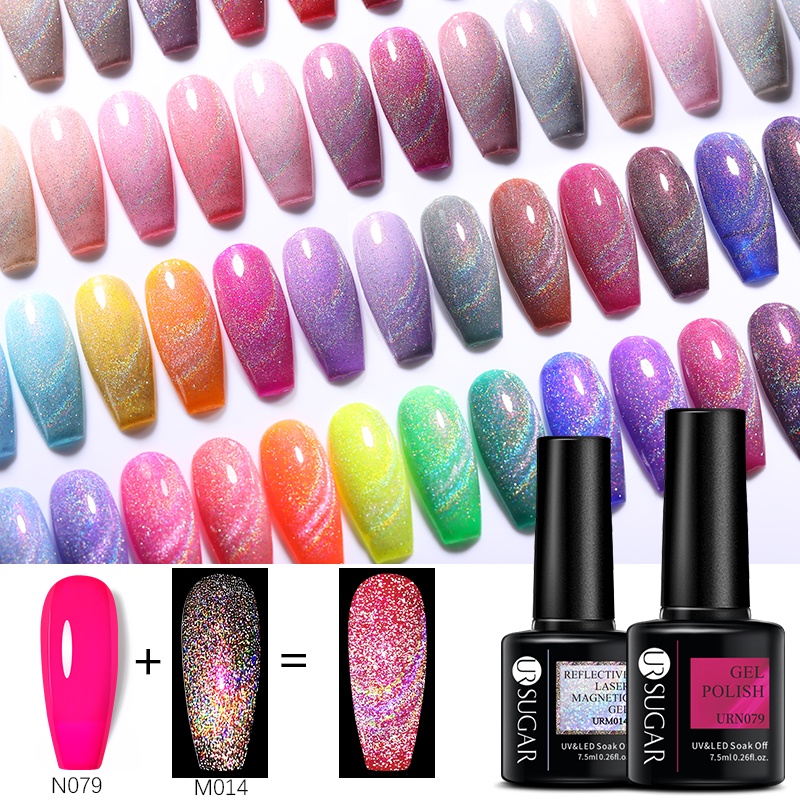 Sơn móng tay UR SUGAR phản quang nam châm nhiều màu tùy chọn 7.5ml