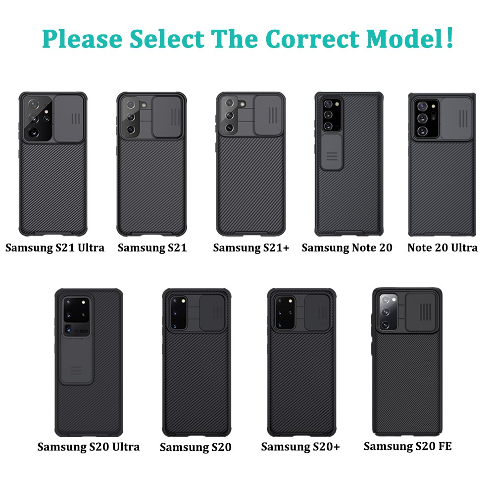 Ốp lưng CamShield Nillkin có nắp trượt camera cho Samsung Galaxy S21 Ultra S20 FE A52S A52 A72 A51 A71 A22 A32 A42 Note 20 Ultra S20 Plus